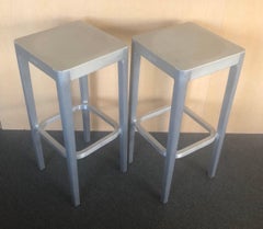 Paire de tabourets de bar en aluminium brossé de Philippe Starck pour Emeco