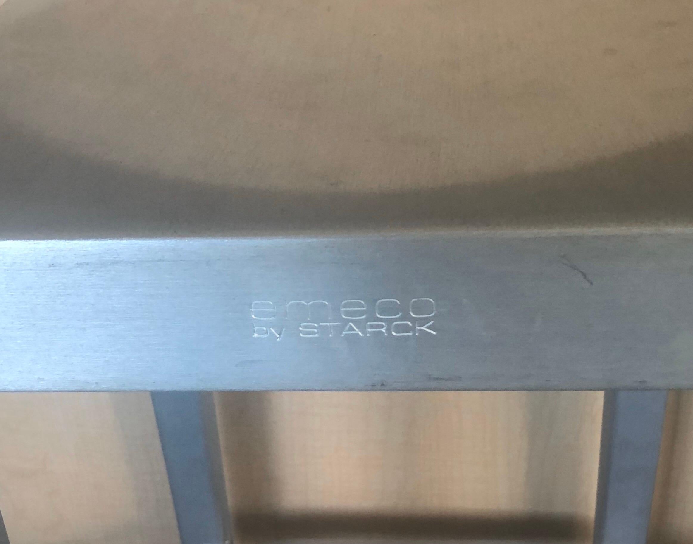 Pair of Brushed Aluminum Bar Stools by Philippe Starck for Emeco In Good Condition In San Diego, CA