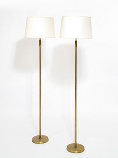 Pair of Brushed Brass Floor Lamps, France 1960's