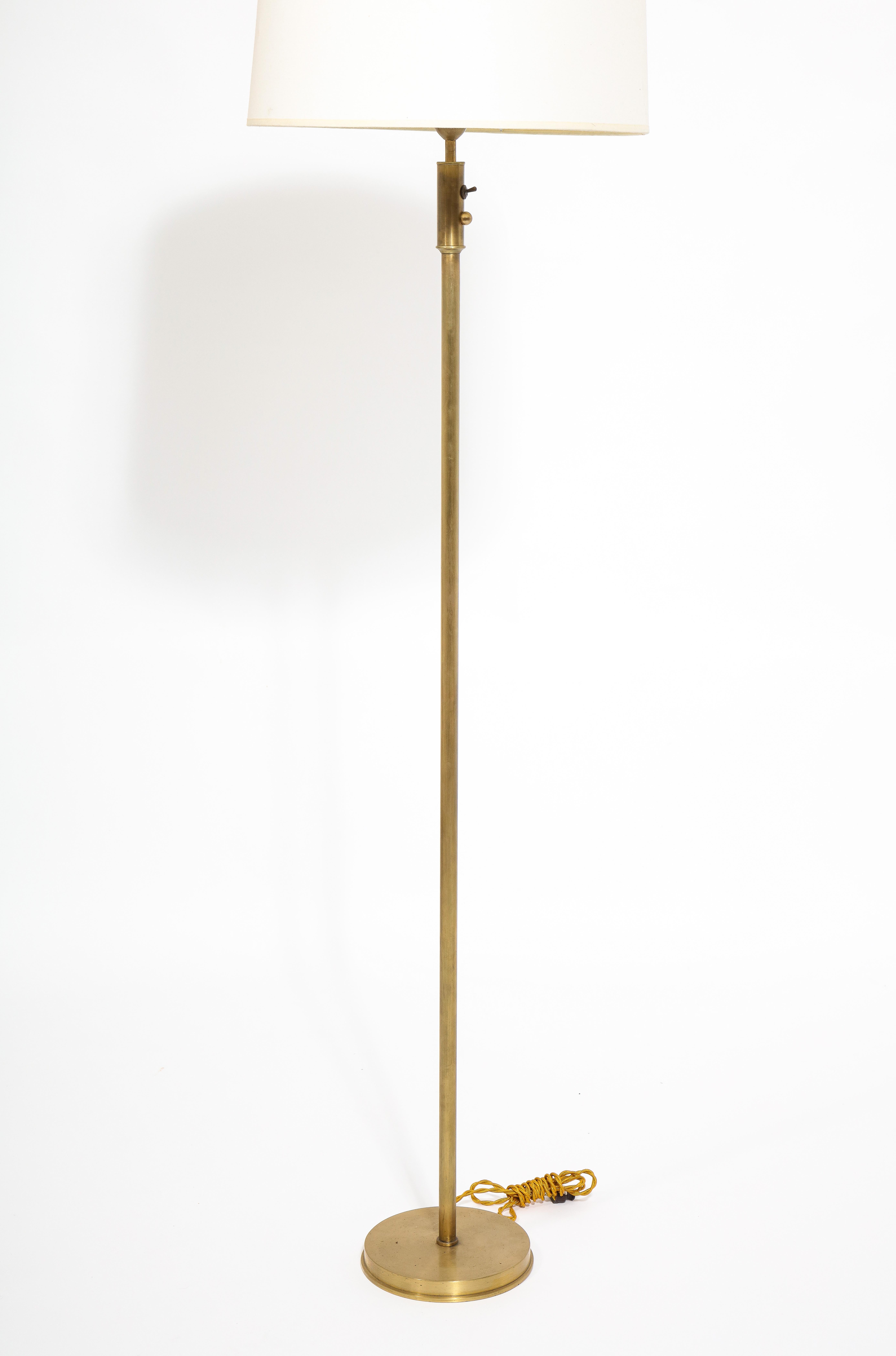 20th Century Pair of Brushed Brass Floor Lamps, France 1960's For Sale