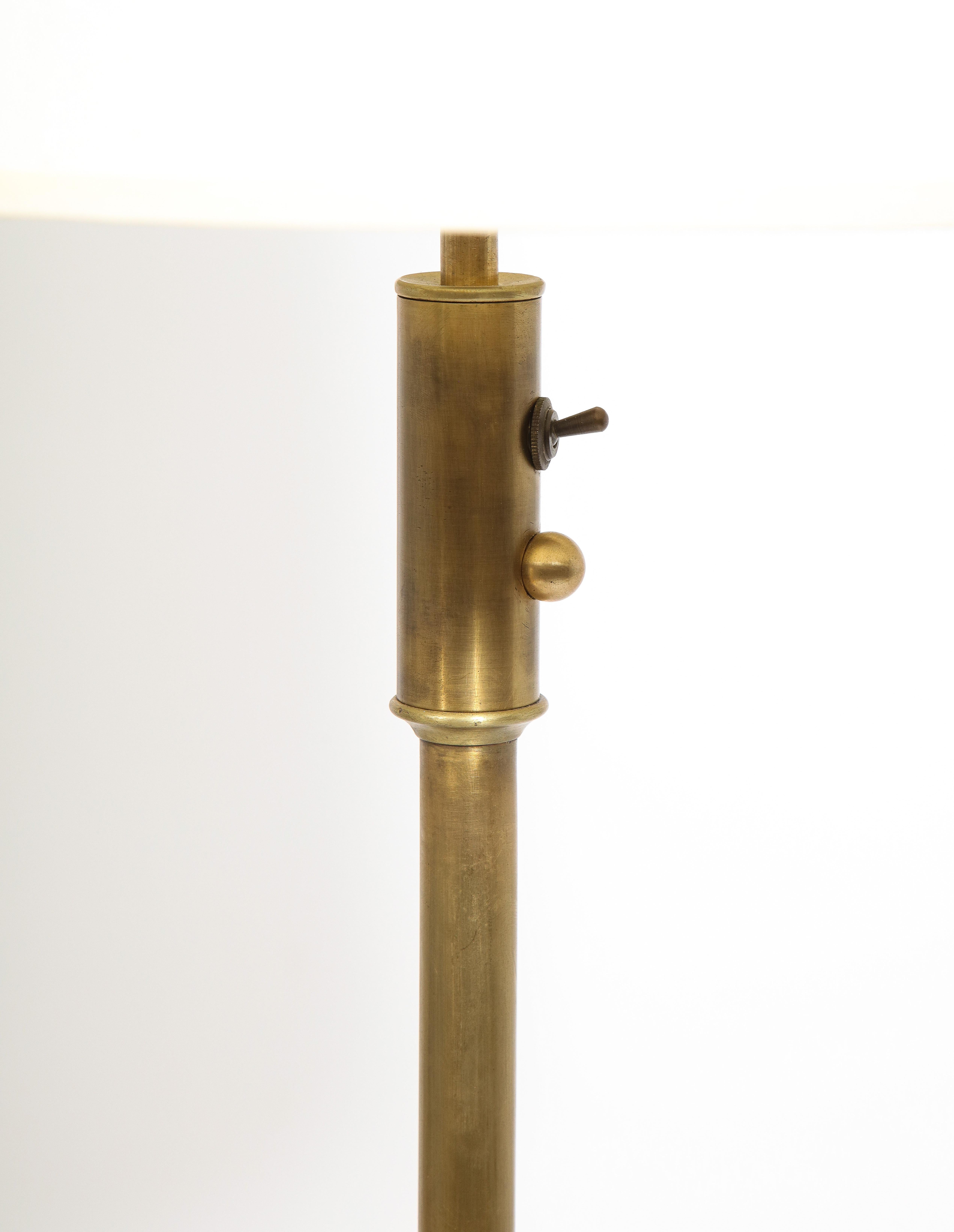 Pair of Brushed Brass Floor Lamps, France 1960's For Sale 1