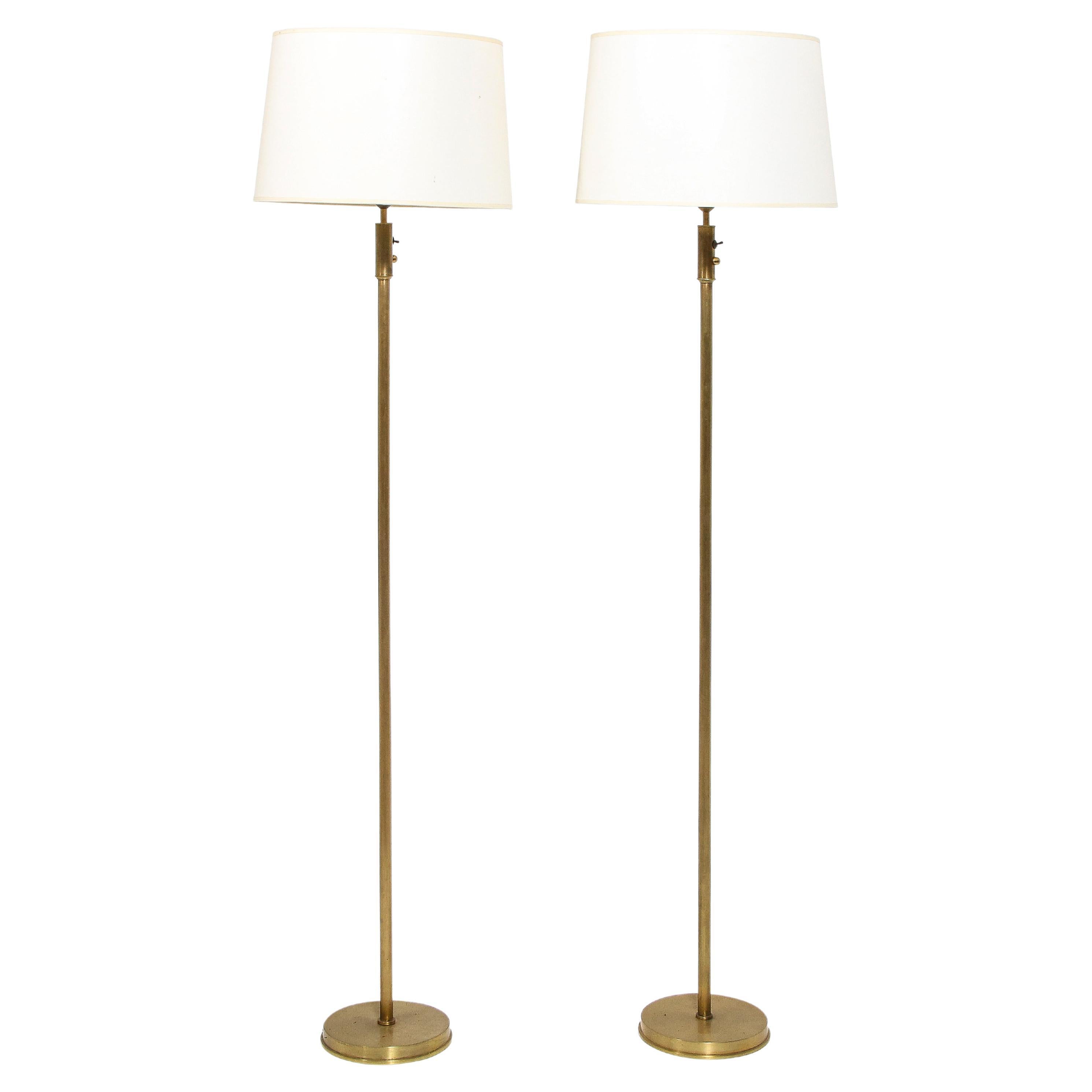 Pair of Brushed Brass Floor Lamps, France 1960's