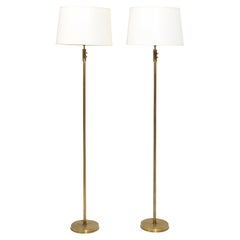 Pair of Brushed Brass Floor Lamps, France, 1960's