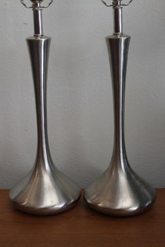 Pair of Brushed Chrome Lamps by the Laurel Lamp Co.
