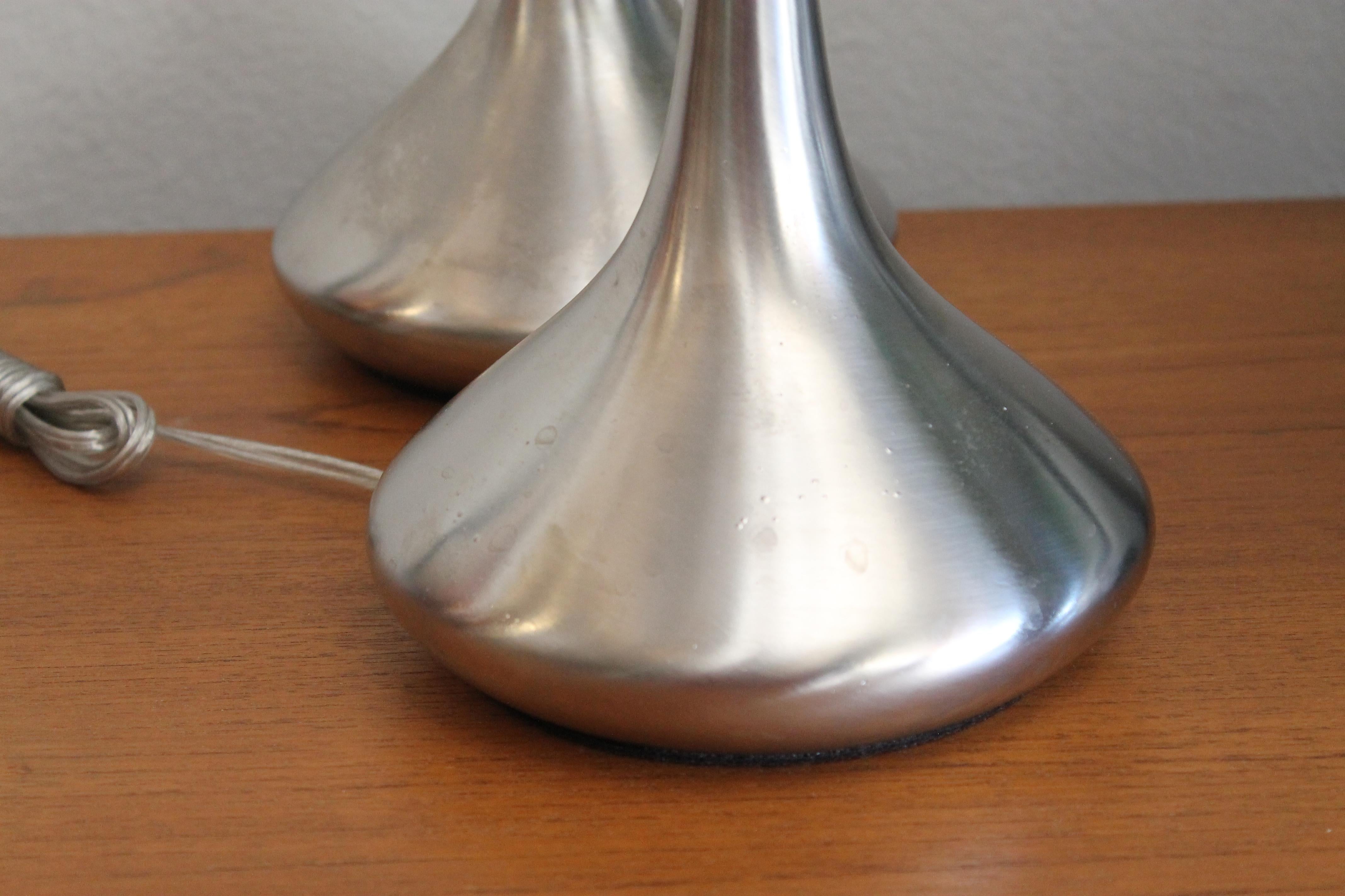 American Pair of Brushed Chrome Lamps by the Laurel Lamp Co.