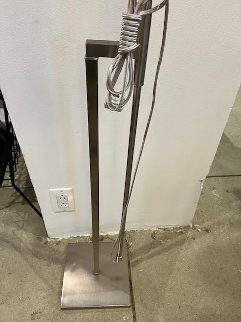 Pair of Custom Brushed Nickel Floor Lamps by Laurel In Excellent Condition For Sale In New York, NY