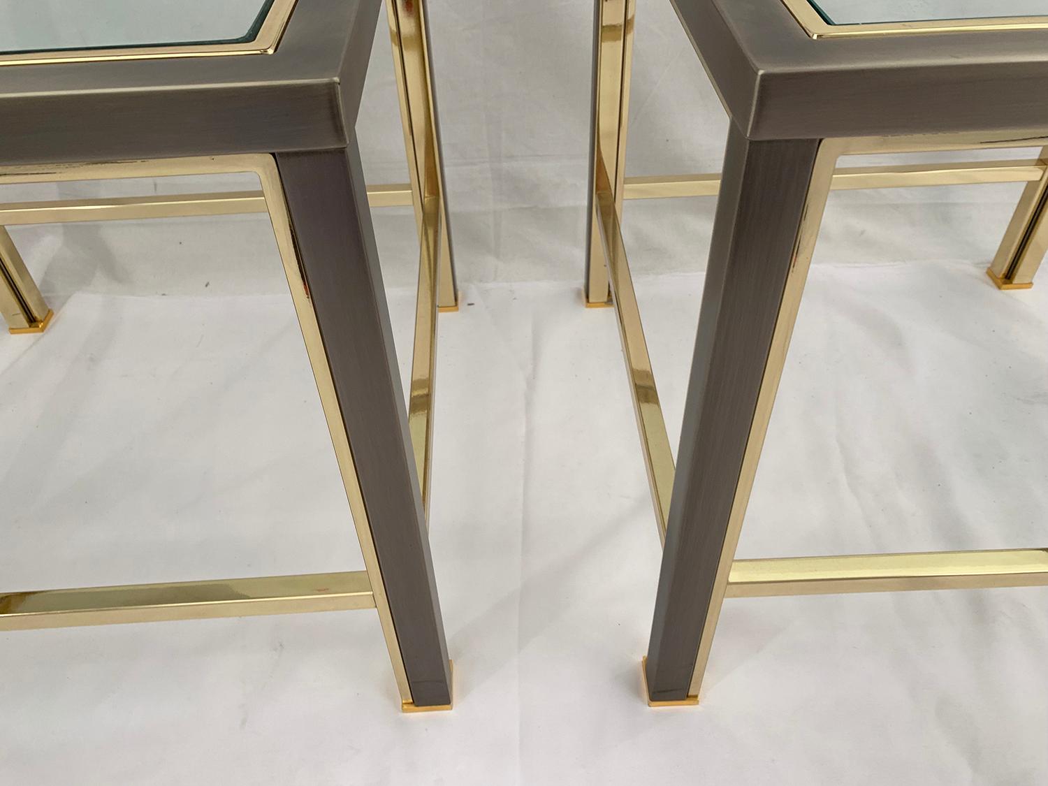 Late 20th Century Pair of Brushed Steel and Brass Side Tables from Belgo Chrome, 1980s