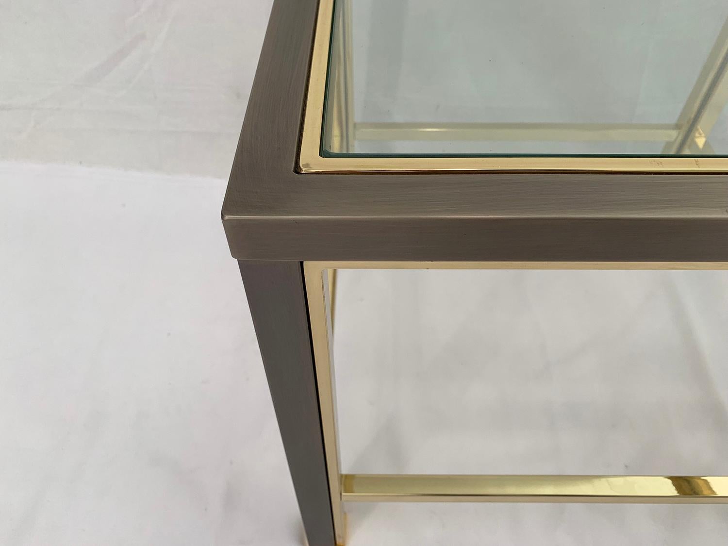 Pair of Brushed Steel and Brass Side Tables from Belgo Chrome, 1980s 1