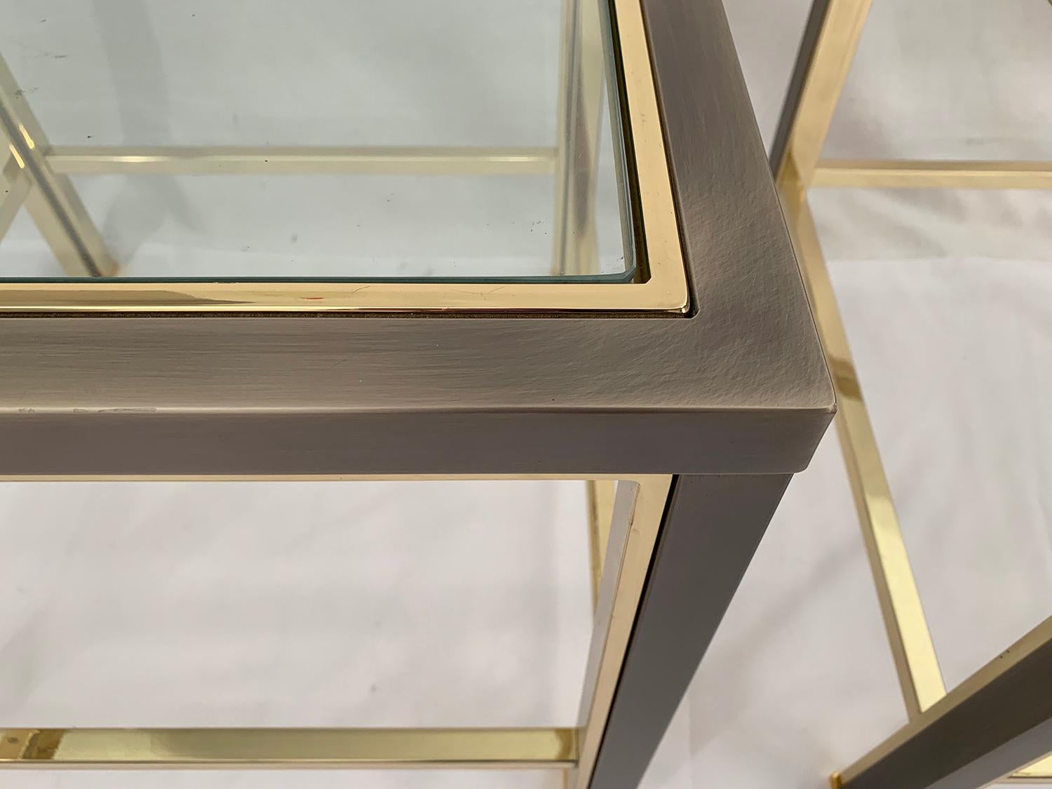 Pair of Brushed Steel and Brass Side Tables from Belgo Chrome, 1980s 2