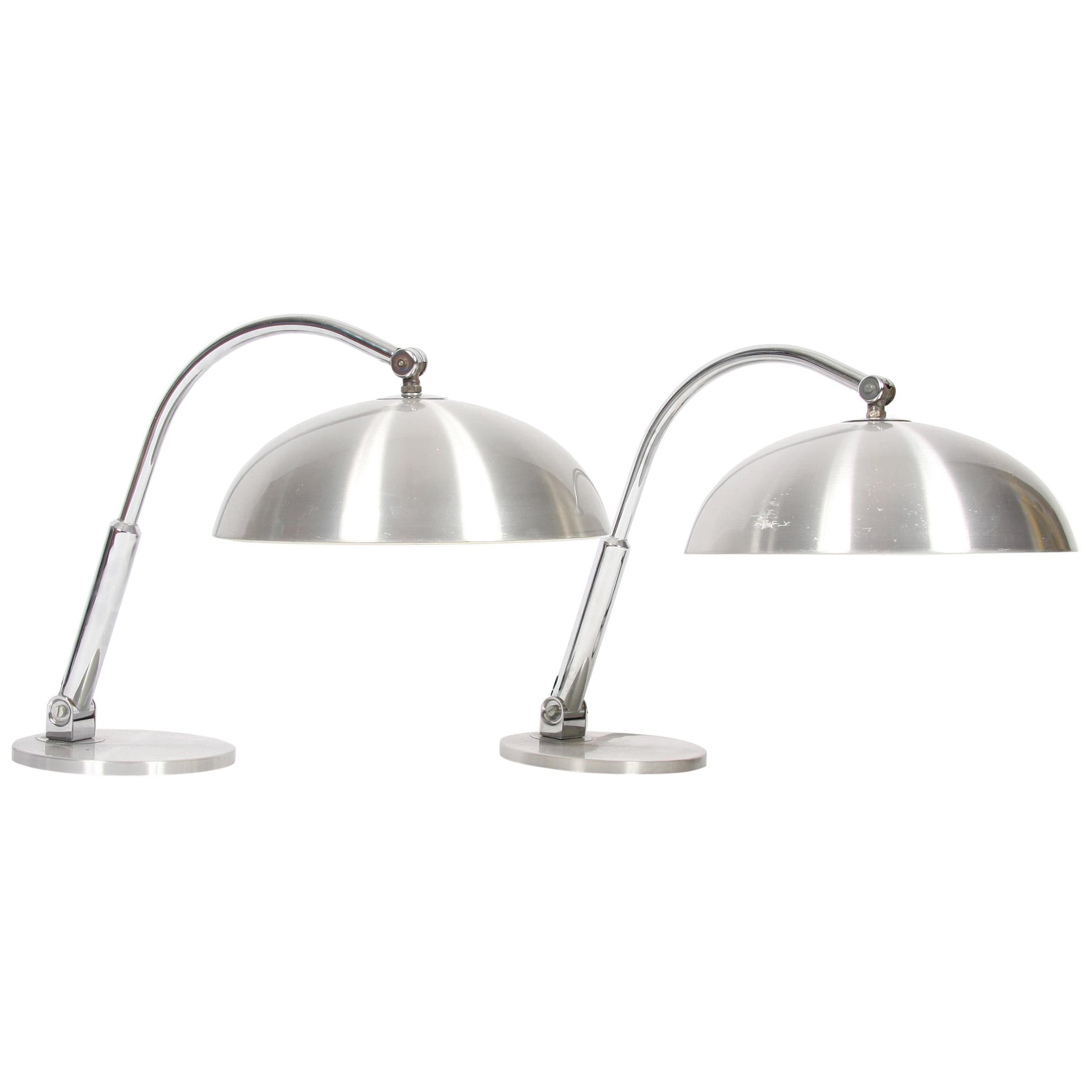 Pair of Brushed Steel Desk Lamps