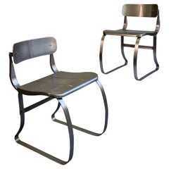 Pair of Brushed Steel Health Chairs by Herman Sperlich for Ironite