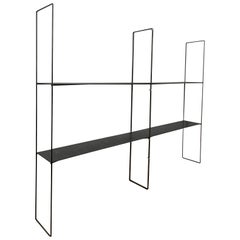 Pair of brushed steel Ultra Minimalist Custom Modular Shelving Units