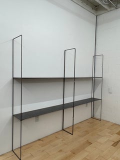 Par de estanterías modulares personalizadas ultra minimalistas de acero cepillado