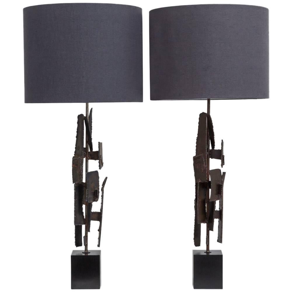 Pair of Brutal Richard Barr Designed Table Lamps, circa 1965 For Sale