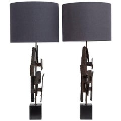 Pair of Brutal Richard Barr Designed Table Lamps, circa 1965