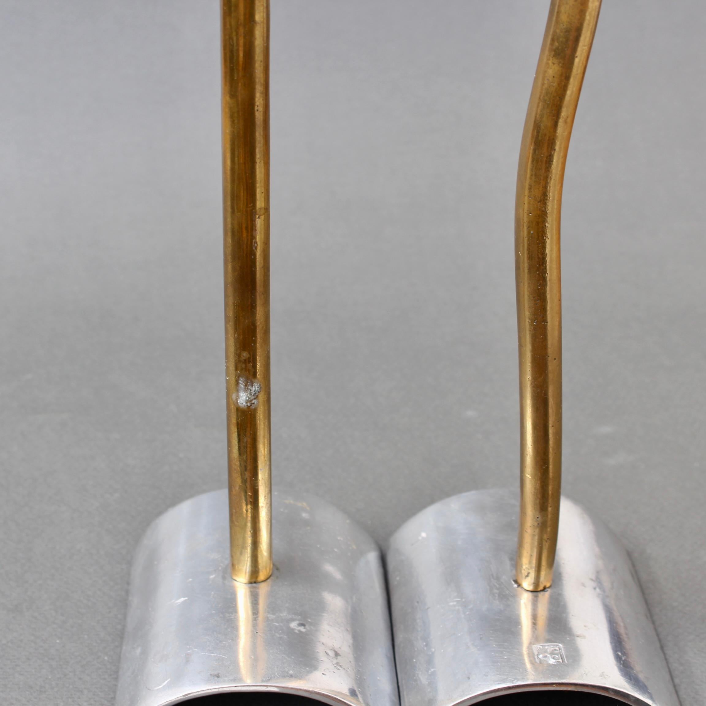Pair of Brutalist Aluminium and Brass Candlesticks by David Marshall For Sale 9