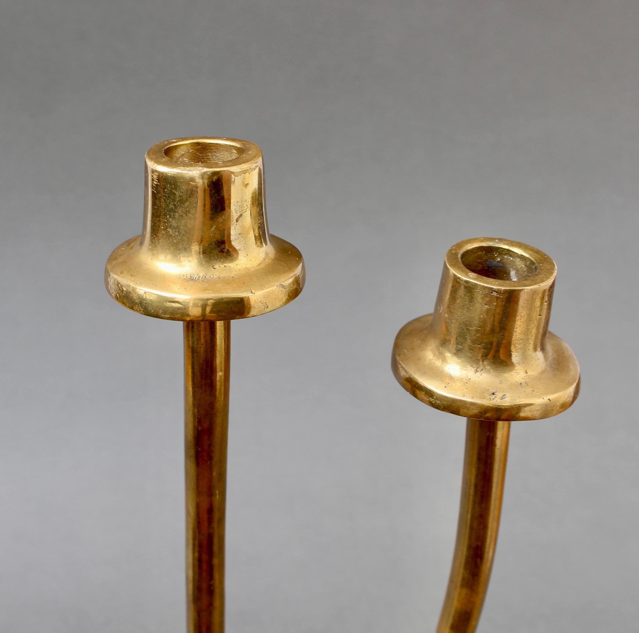 Pair of Brutalist Aluminium and Brass Candlesticks by David Marshall For Sale 10