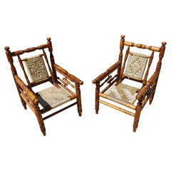 Pair of Brutalist Armchairs attr. to Adrien Audoux & Frida Minet, France 1960s