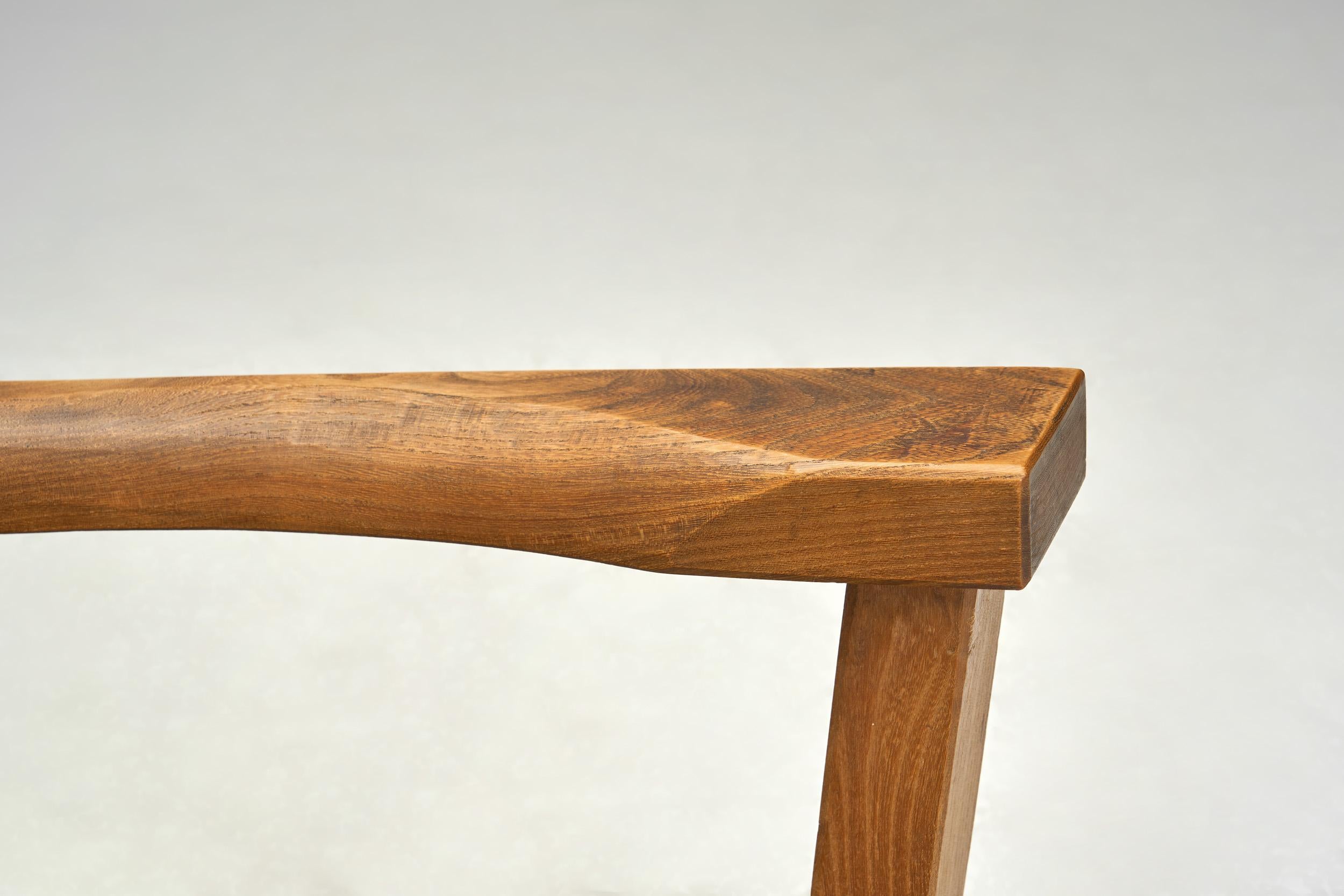 Pair of Brutalist Armchairs with Leather Seats, Europe 1970s For Sale 4