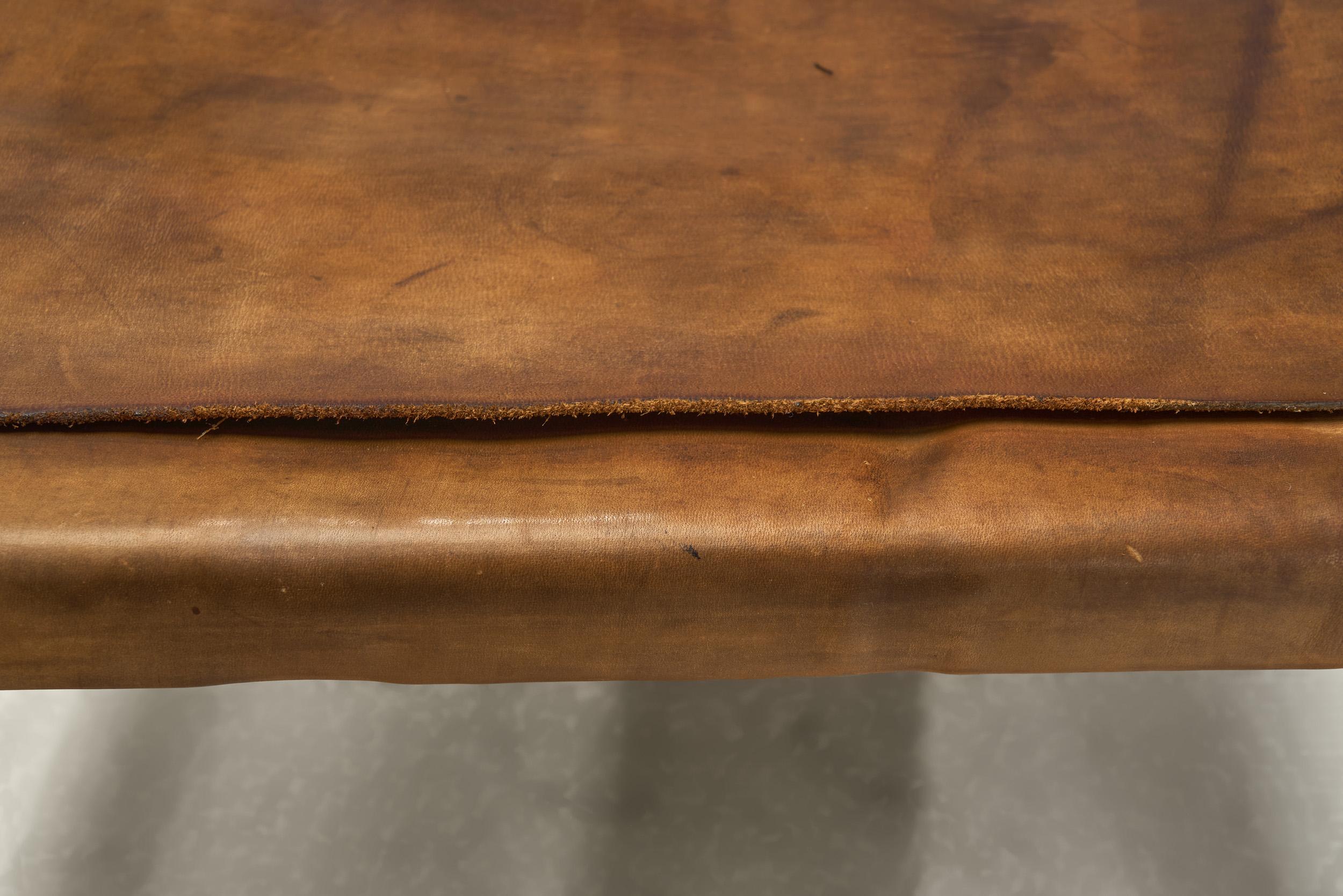 Pair of Brutalist Armchairs with Leather Seats, Europe 1970s For Sale 7