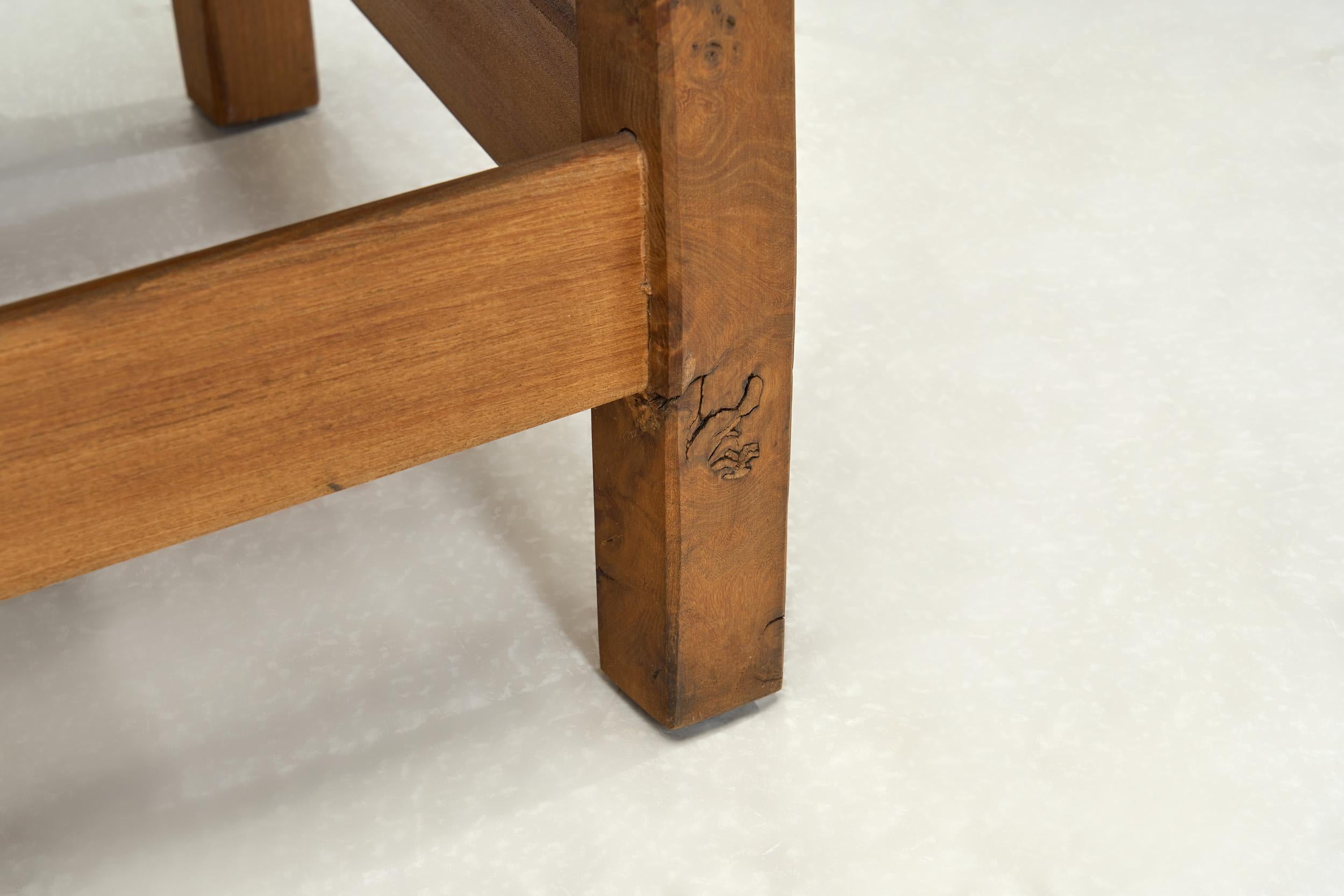 Pair of Brutalist Armchairs with Leather Seats, Europe 1970s For Sale 12