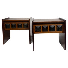 Pair of Brutalist Bedsides Cabinets, Italy, 1960's