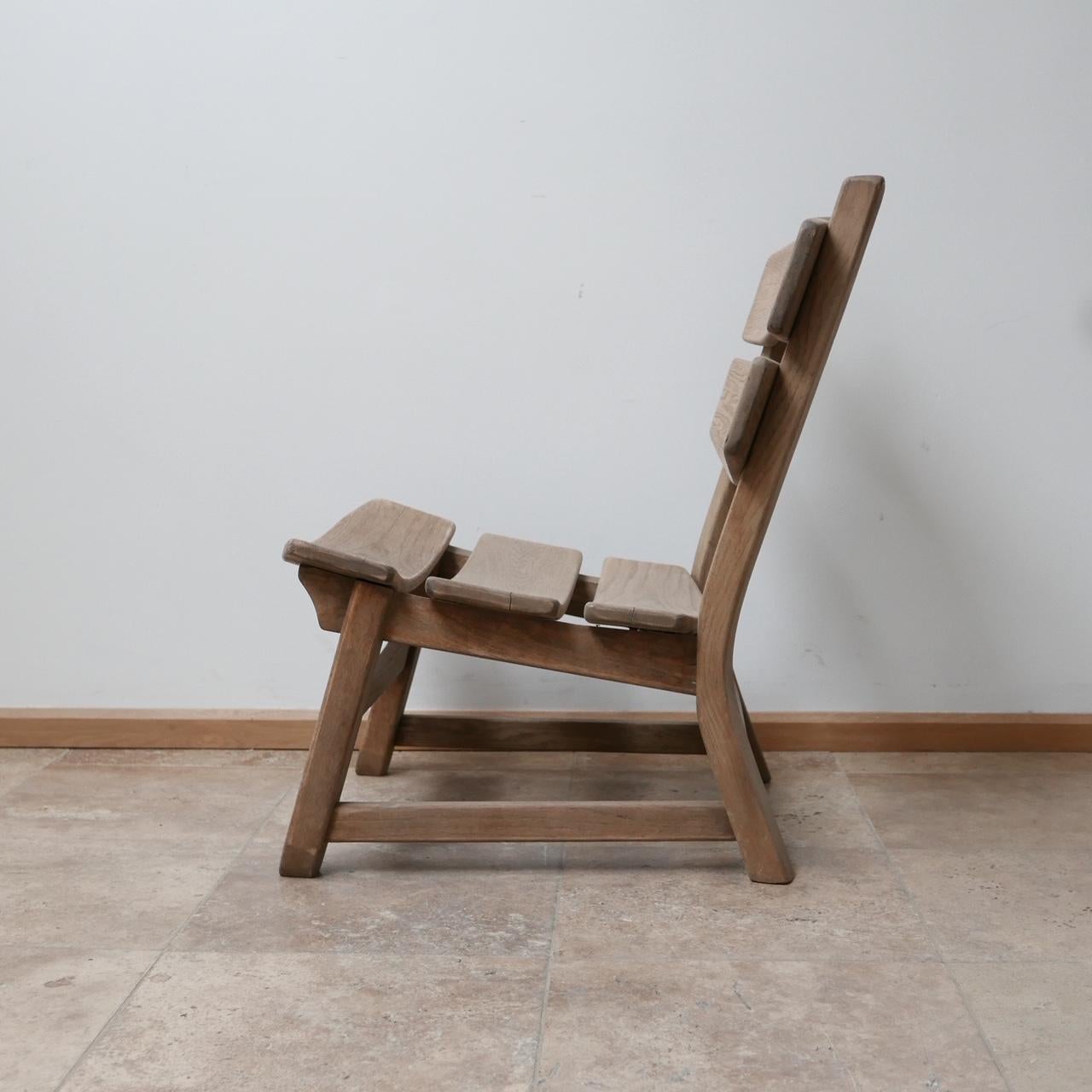 Pair of Brutalist Belgium Oak Lounge Easy Chairs 6