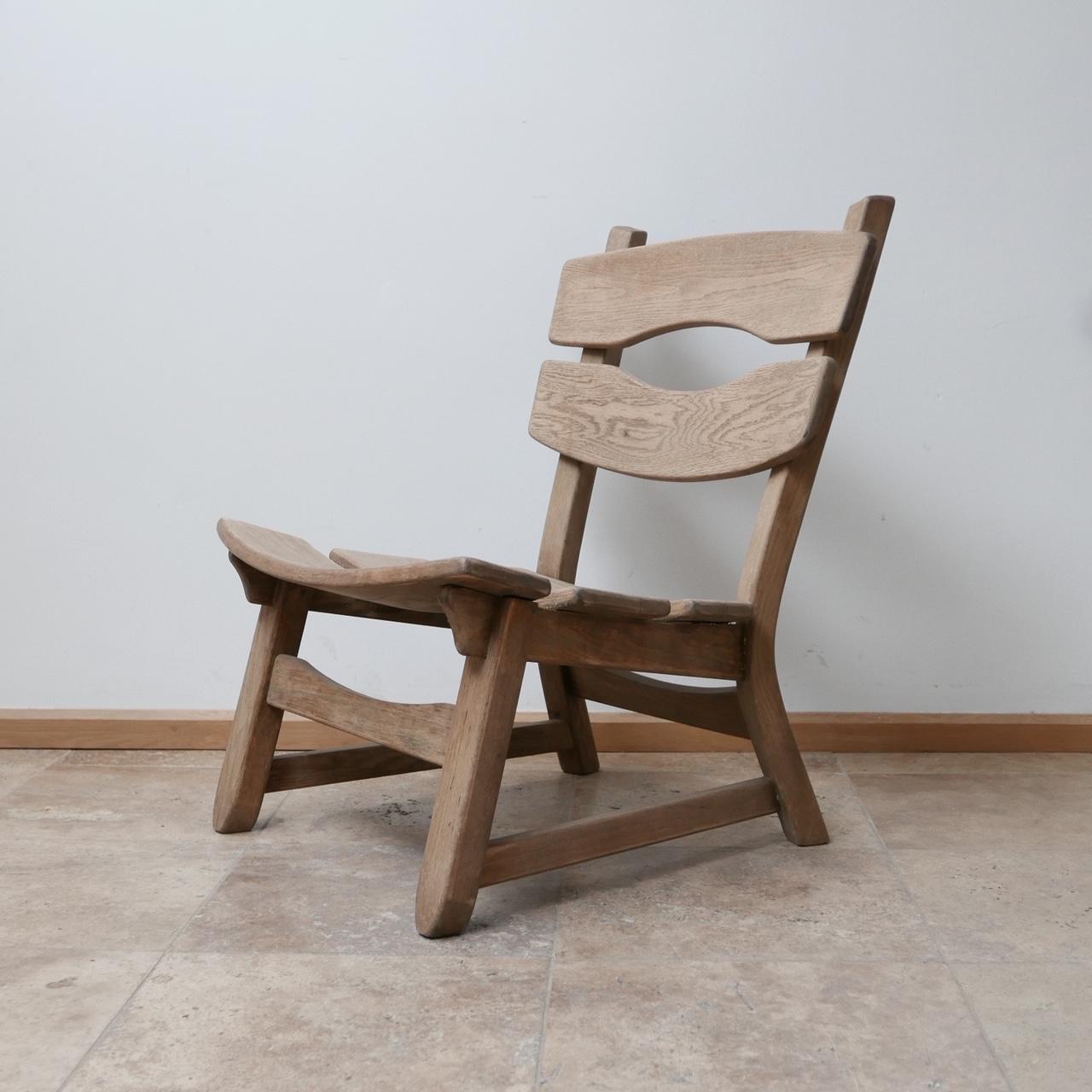 Pair of Brutalist Belgium Oak Lounge Easy Chairs 7