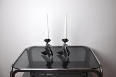 Pair of brutalist "birds" candlesticks, Denmark, 1970