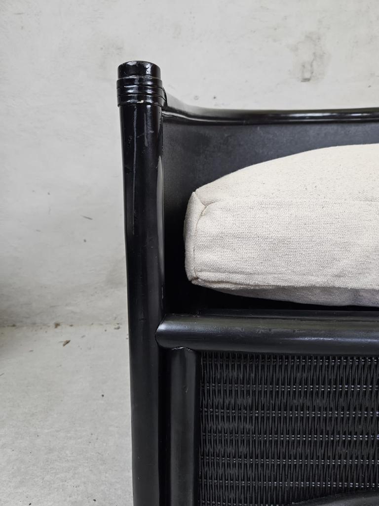 Fin du 20e siècle Paire de chaises longues en rotin noir brutalistes en vente