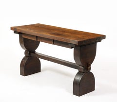 Pair of Brutalist Black Walnut Consoles, France 1960's