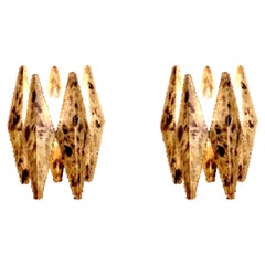 Pair of Brutalist Brass Wall Sconces in the Style of Svend Aage Holm Sorensen