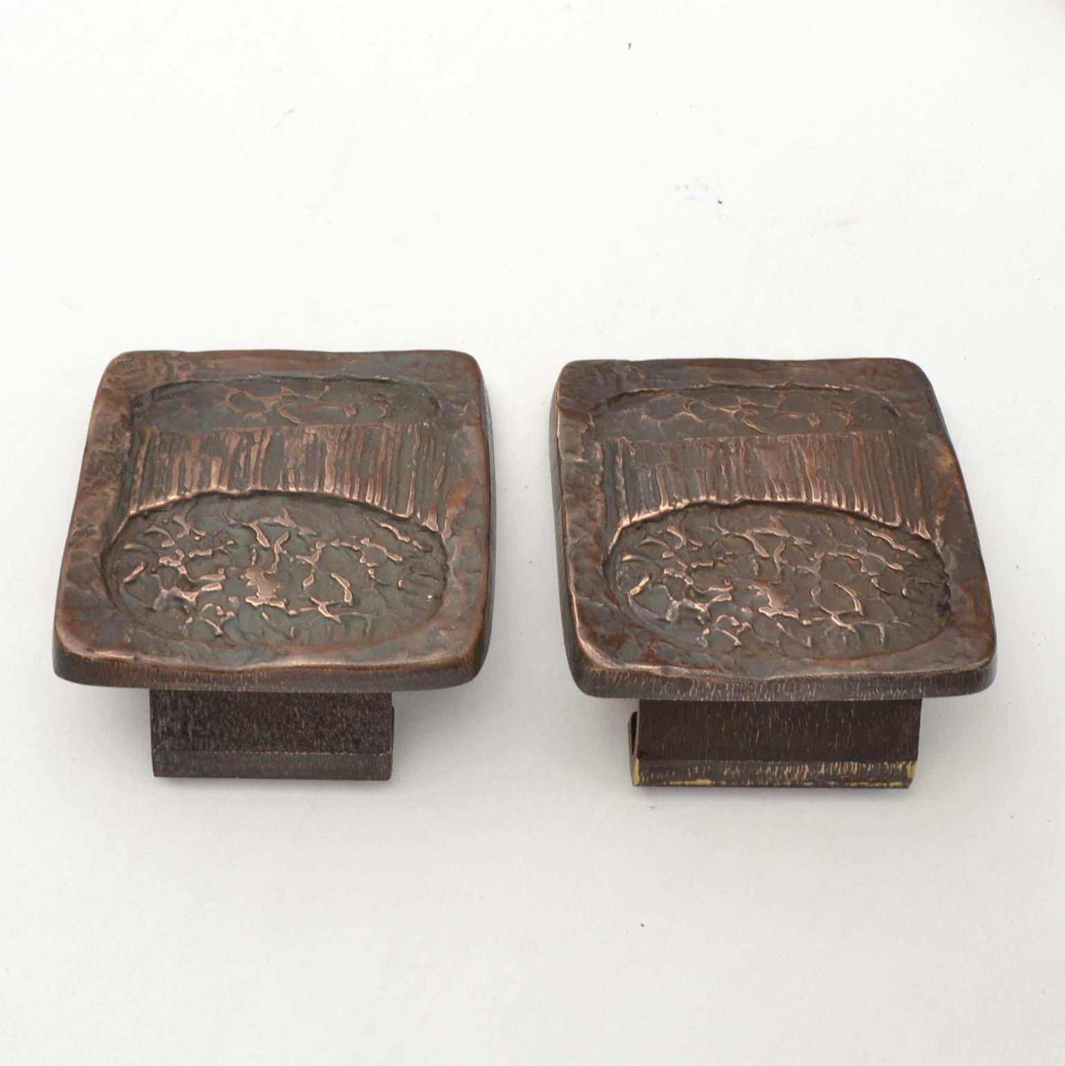 Late 20th Century Pair of Brutalist Bronze Push and Pull Door Handles for Double Doors For Sale