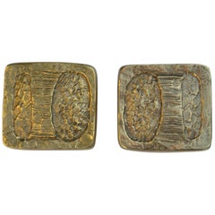 Coppia di maniglie brutaliste in bronzo lucido per porte a due battenti