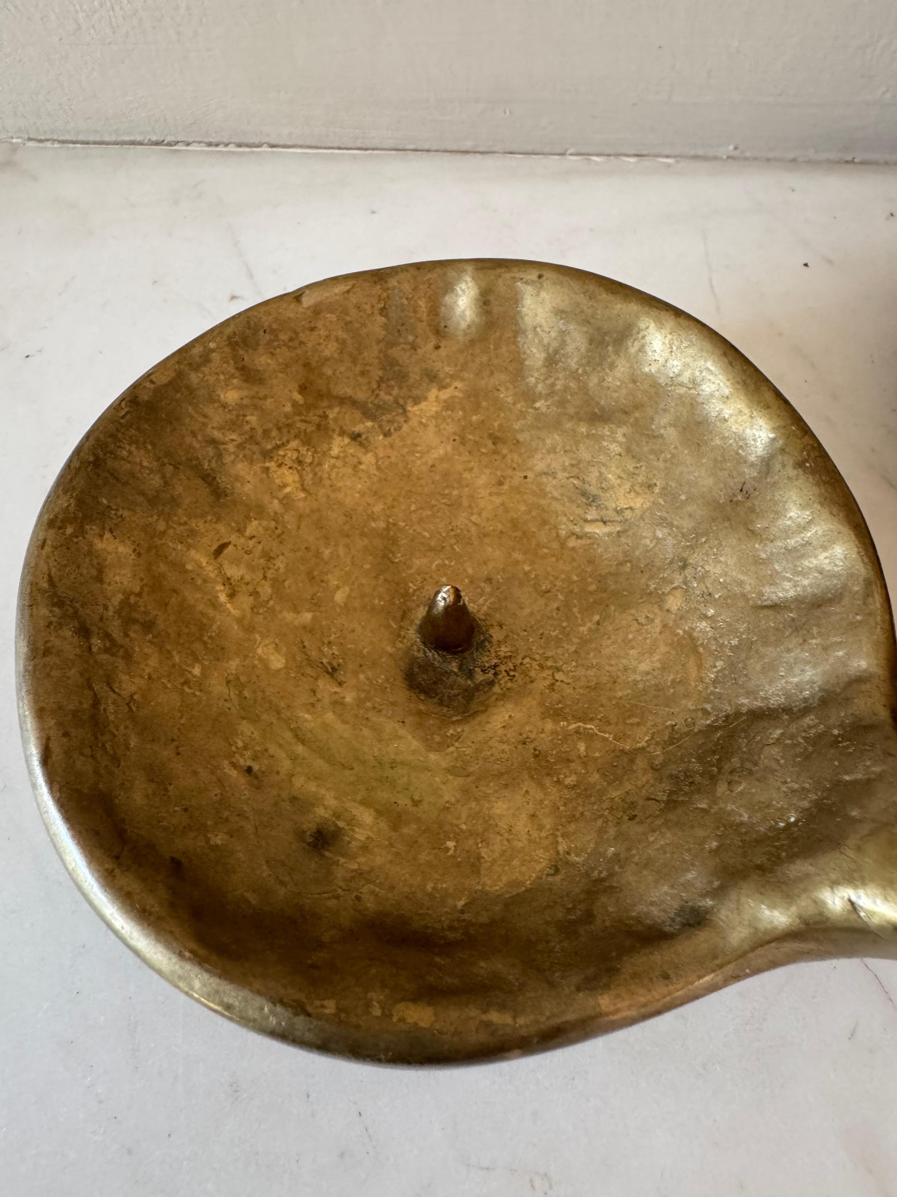 French Pair of Brutalist bronze metal candleholders c.1960’s For Sale