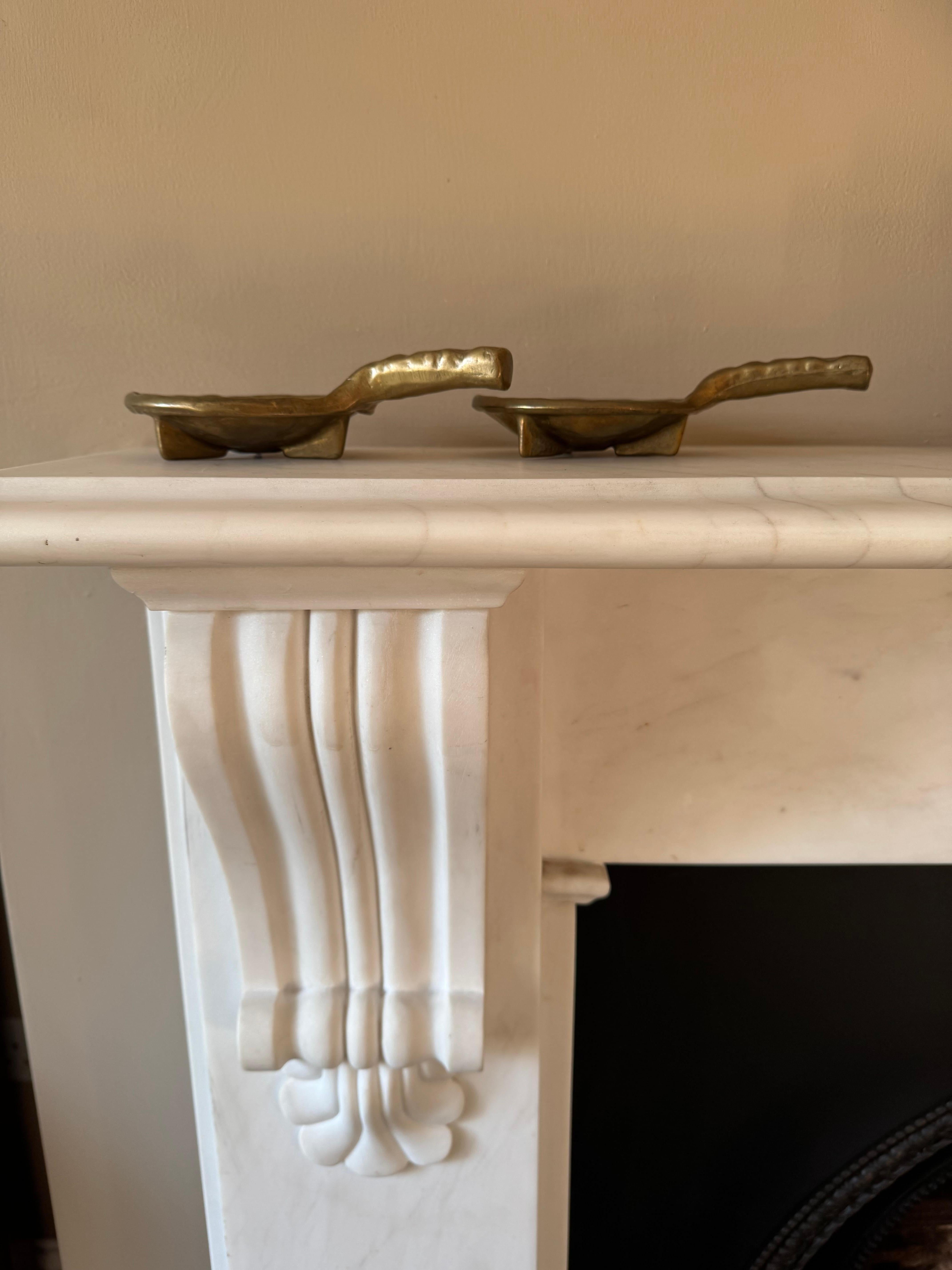 20th Century Pair of Brutalist bronze metal candleholders c.1960’s For Sale
