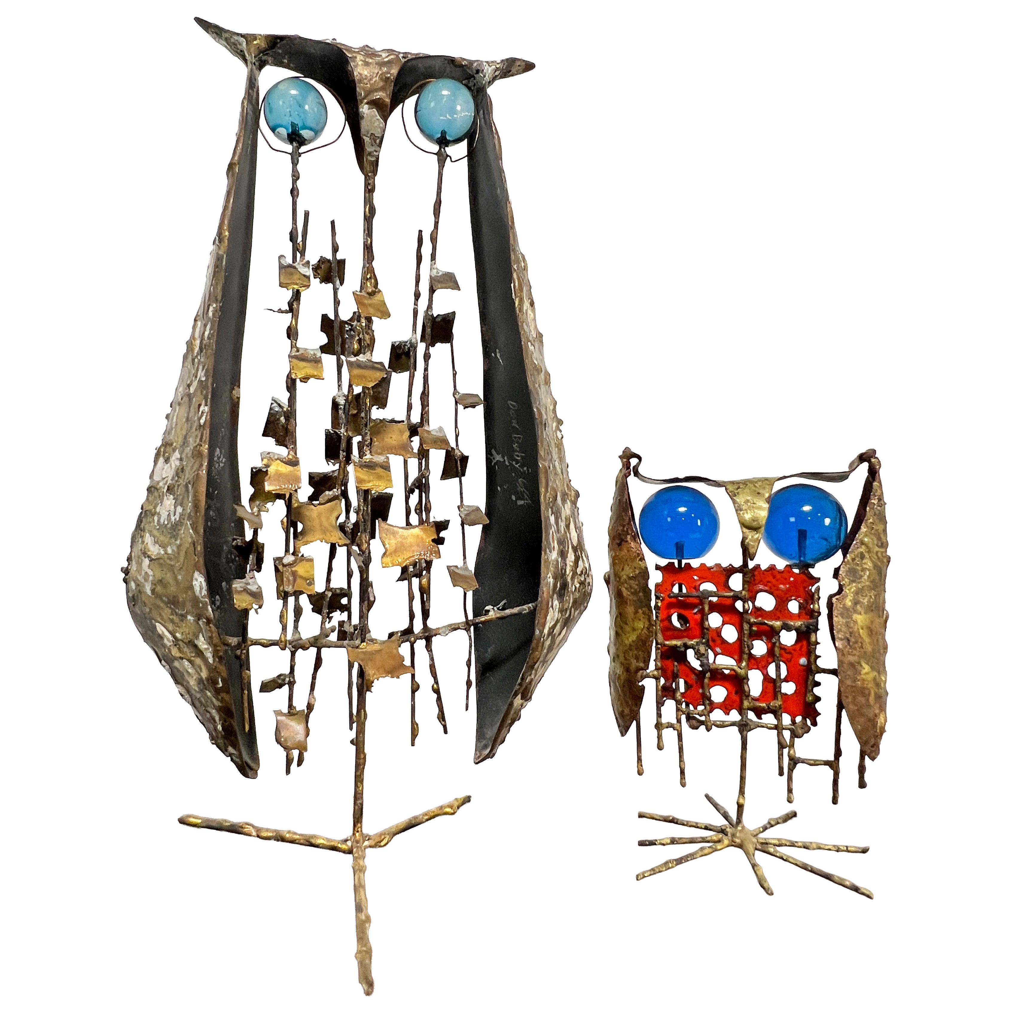 Pair of Brutalist Bronze Owl Sculptures by Don Budy, Circa 1960s For Sale