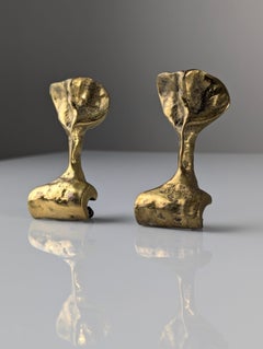 Pair of Brutalist Bronze Sculptural Hooks by David Marshall, 1970s