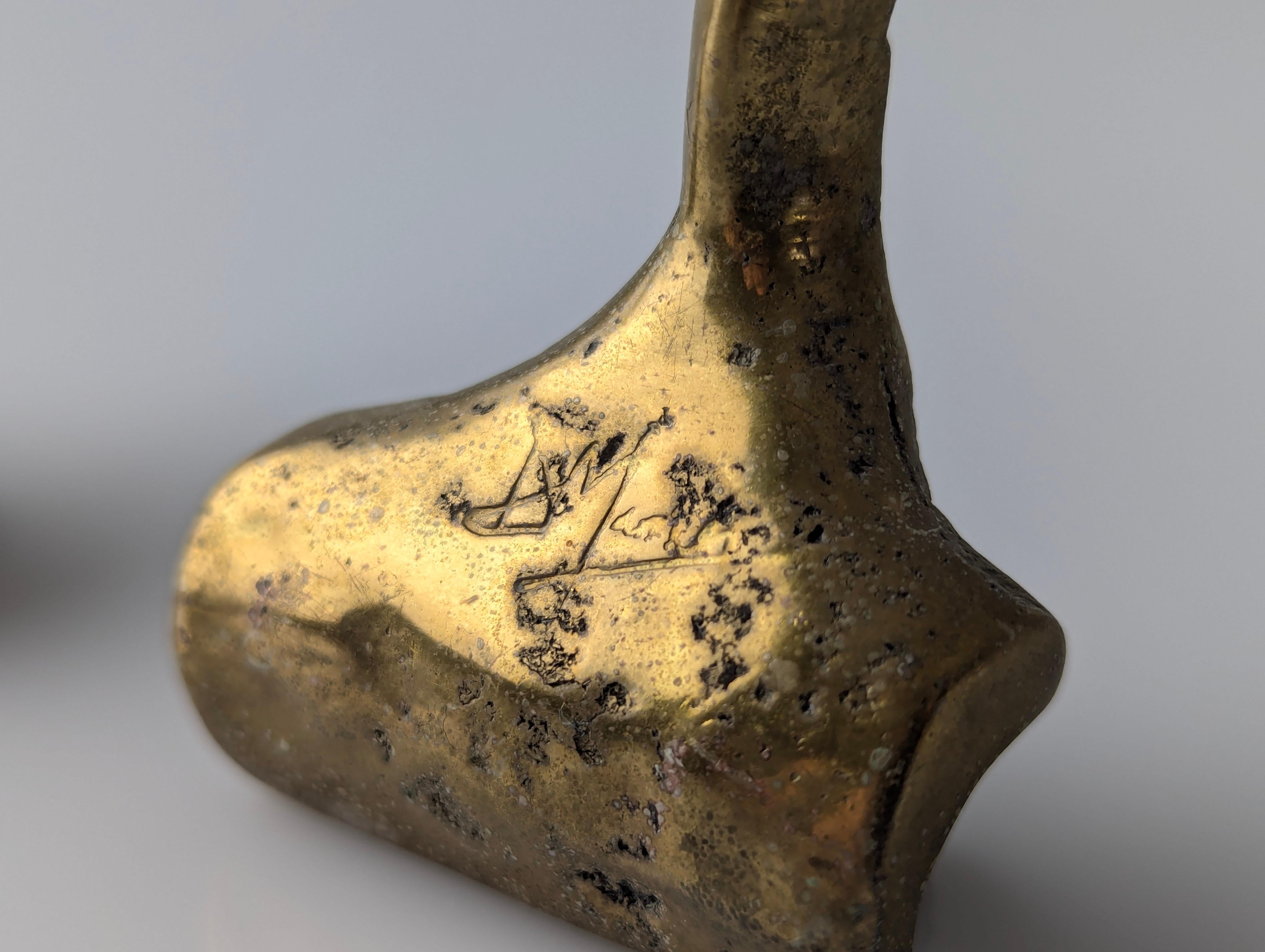Spanish Pair of Brutalist Bronze Sculptural Hooks by David Marshall, 1970s