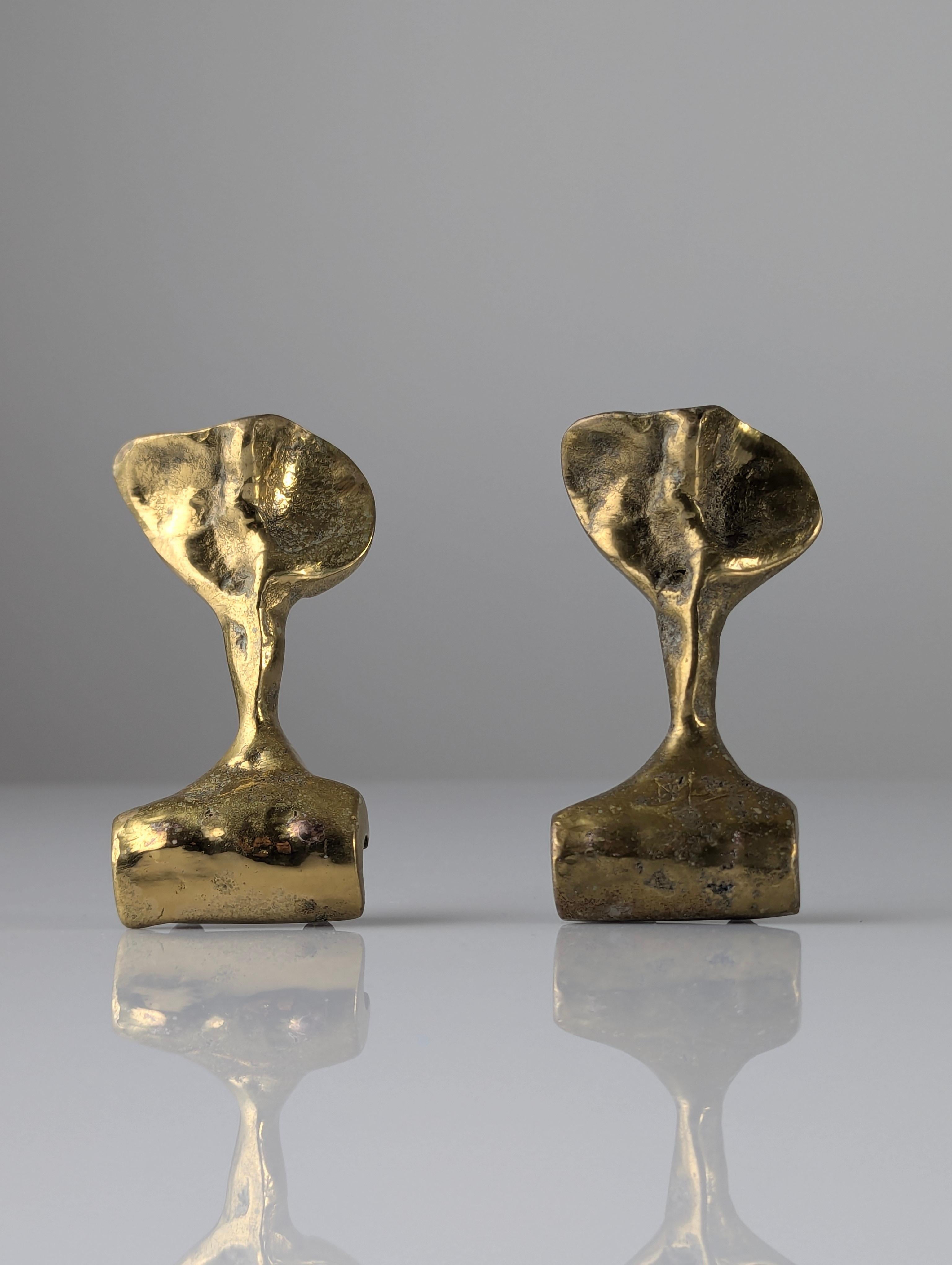Late 20th Century Pair of Brutalist Bronze Sculptural Hooks by David Marshall, 1970s