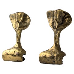 Pair of Brutalist Bronze Sculptural Hooks by David Marshall, 1970s