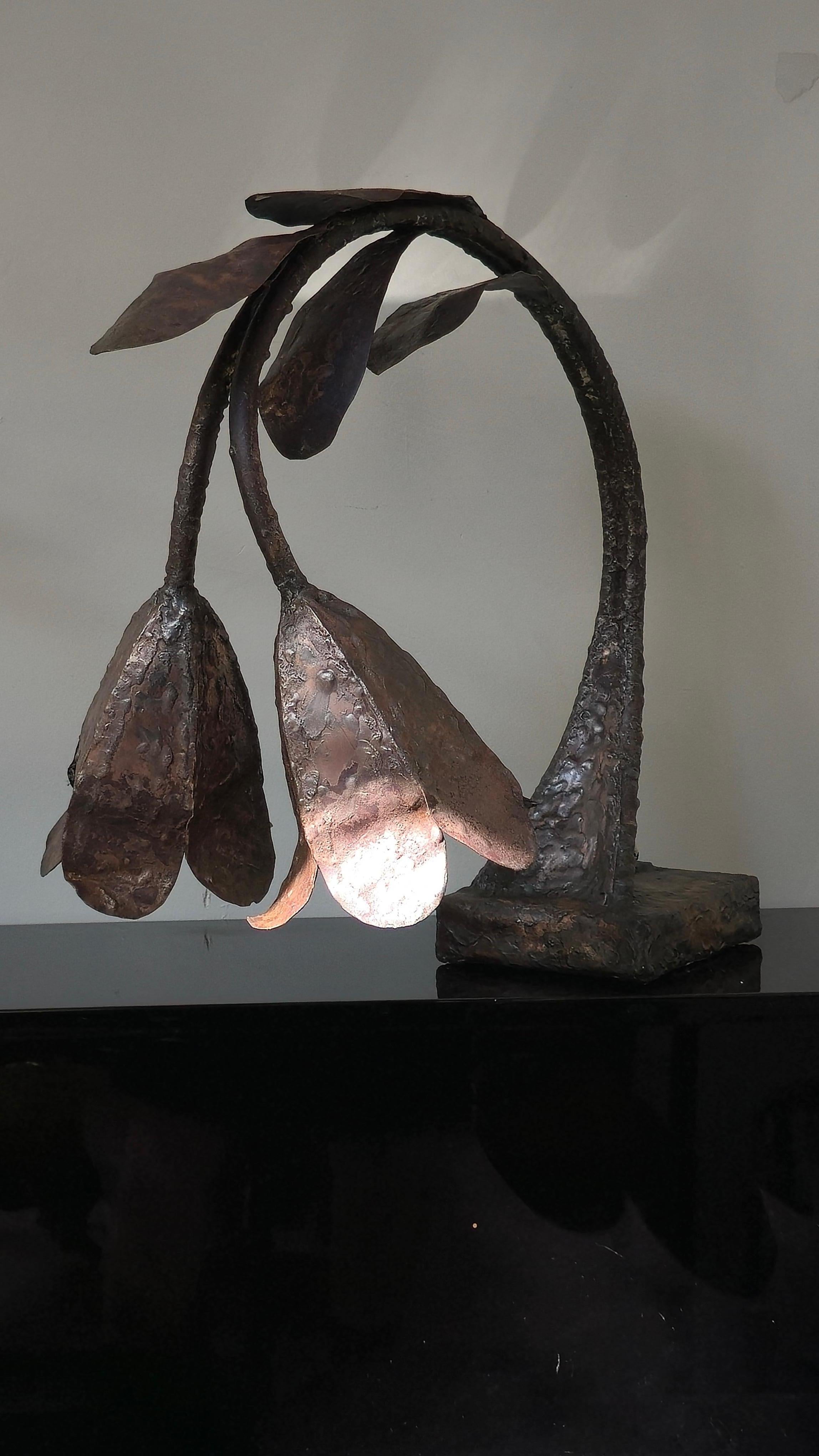 Pair of Brutalist Bronze Wall Lights, Germany, 1960s In Fair Condition For Sale In PARIS, FR