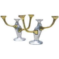 Pair of Brutalist Candelabra by David Marshall