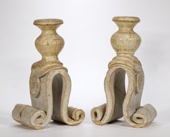 Pair of Brutalist Candle Holders, American Studio Art Pottery