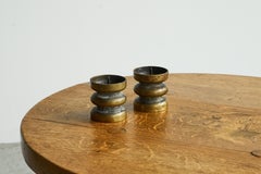 Pareja de Candelabros Brutalistas de Bronce Patinado Años 60