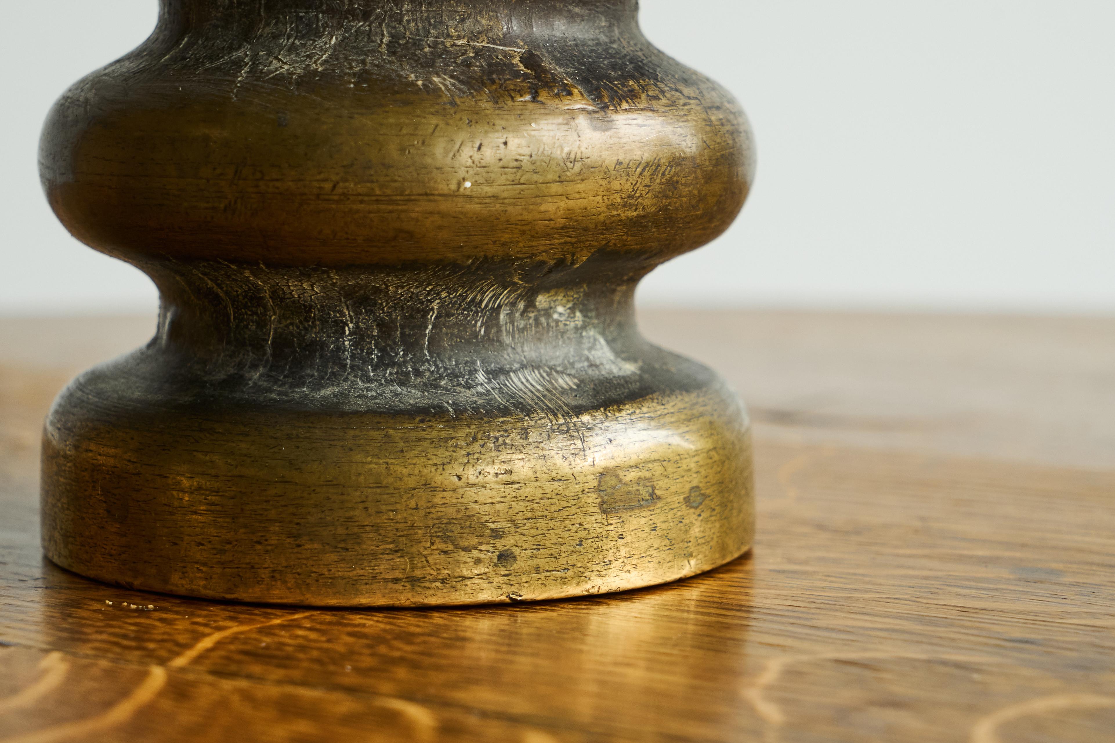 Pair of Brutalist Candle Holders in Patinated Bronze 1960s In Good Condition For Sale In Meer, VAN