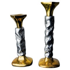 Pair of brutalist candlesticks by Ardisur, Spain, 1970