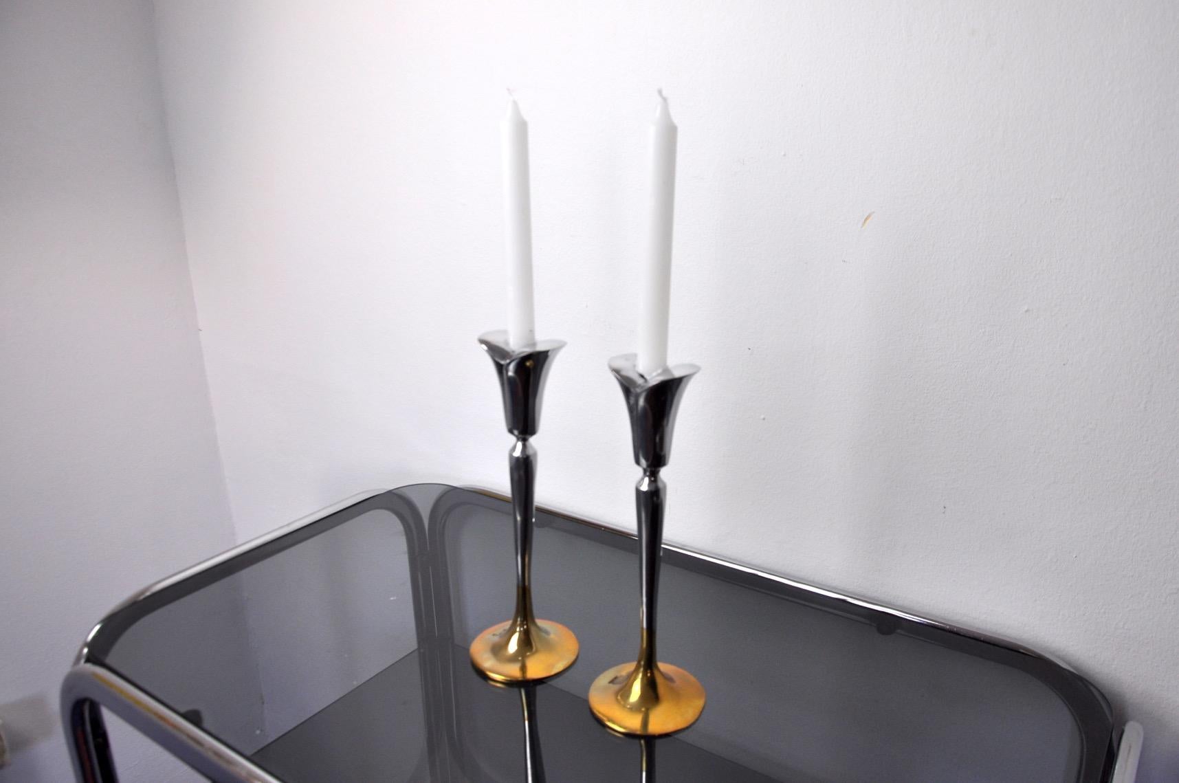 Spanish Pair of Brutalist Candlesticks by Art3, 1970 For Sale