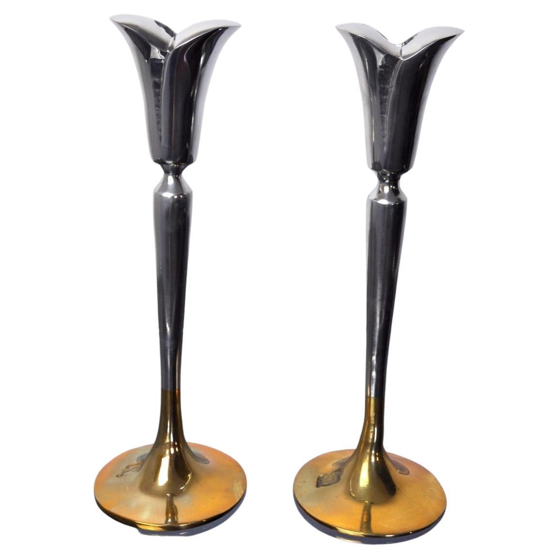 Pair of Brutalist Candlesticks by Art3, 1970 For Sale