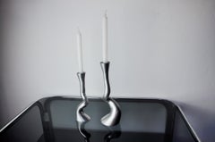 Pair of brutalist candlesticks by art3, Spain, 1970